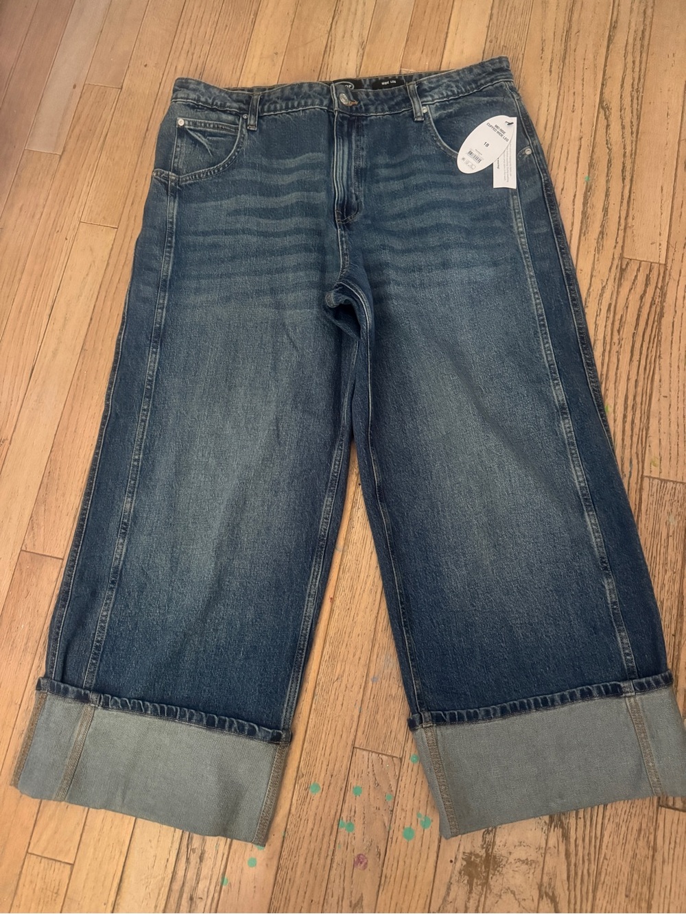 NWT Scoop Mid Rise Cuffed Wide Leg Jeans Medium Wash Size 18